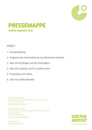 PRESSEMAPPE Goethe-Medaille 2019
