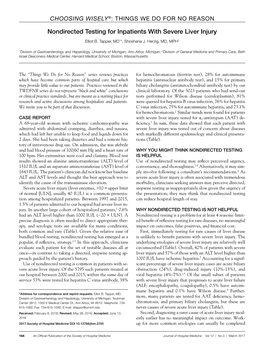 Nondirected Testing for Inpatients with Severe Liver Injury