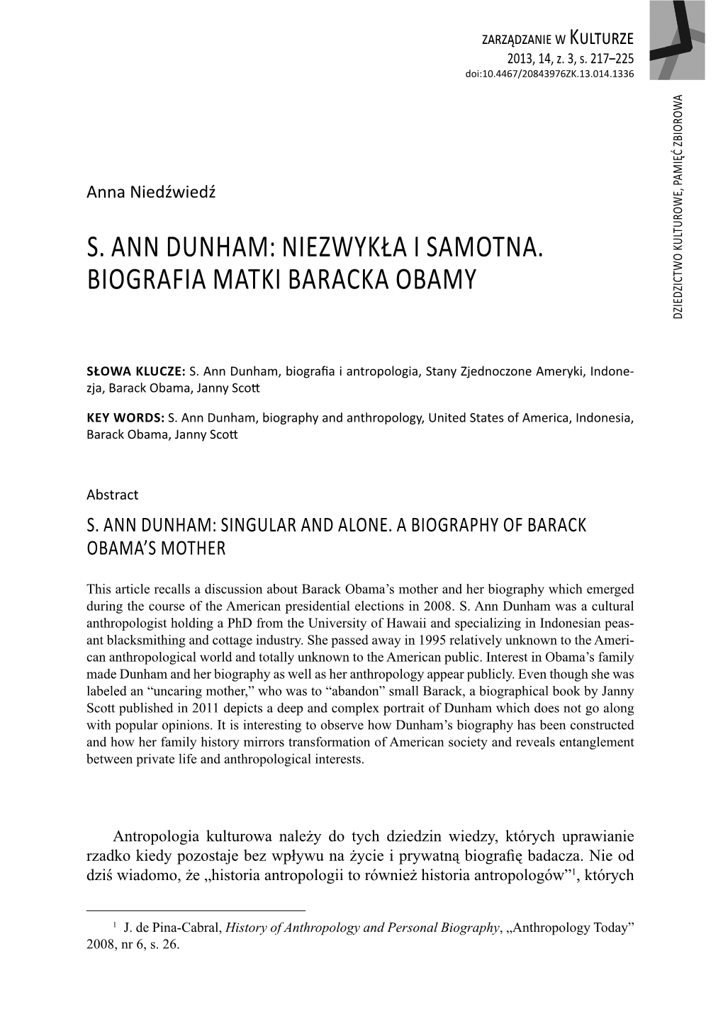 S. Ann Dunham : Niezwykła I Samotna : Biografia Matki Baracka Obamy