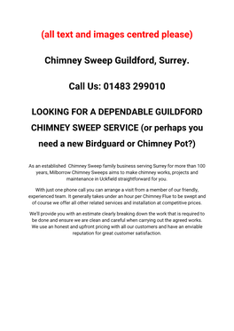 Chimney Sweep Guildford, Surrey. Call Us