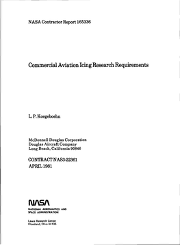 Commercial Aviation Icing Research Requirements