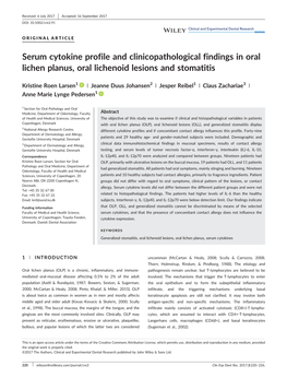 Serum Cytokine Profile and Clinicopathological Findings in Oral Lichen Planus, Oral Lichenoid Lesions and Stomatitis