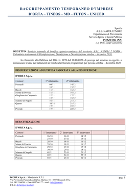 Raggruppamento Temporaneo D'imprese D'orta – Tineos – Md – Futon – Uniced