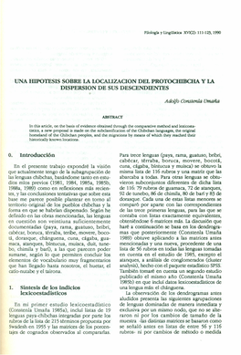 UNA Lllpotesis SOBRE LA LOCALIZACION DEL Protoclllbcha Y LA DISPERSION DE SUS DESCENDIENTES