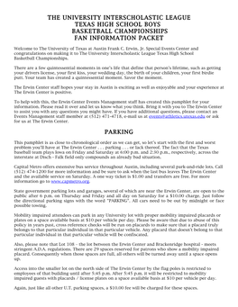 The University Interscholastic League Texas High School Boys Basketball Championships Fan Information Packet