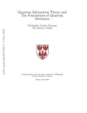 Quantum Information Theory and the Foundations of Quantum Mechanics