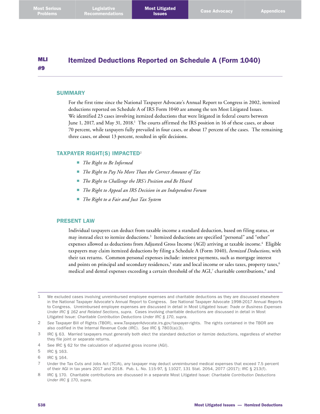 Itemized Deductions Reported on Schedule a (Form 1040) #9