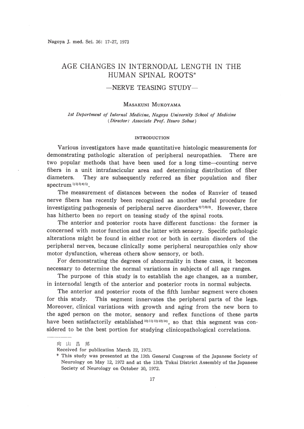 Age Changes in Internodal Length in the Human Spinal Roots* -Nerve Teasing Study