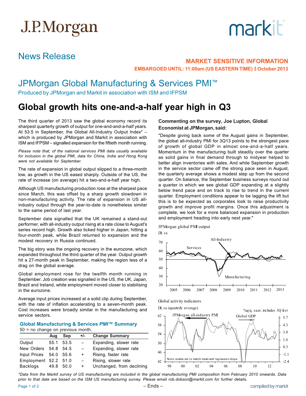 News Release Jpmorgan Global Manufacturing