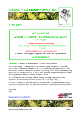 Aps East Hills Group Newsletter June 2018