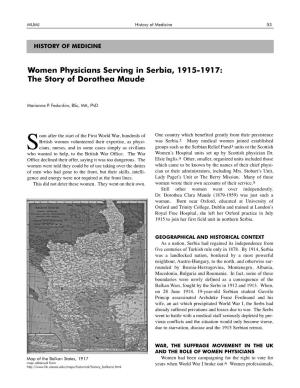 Women Physicians Serving in Serbia, 1915-1917: the Story of Dorothea Maude