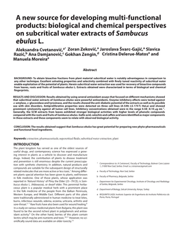 A New Source for Developing Multi-Functional Products: Biological and Chemical Perspectives on Subcritical Water Extracts of Sambucus Ebulusl