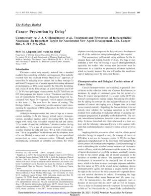 Cancer Prevention by Delay1 Commentary Re: J