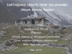 EARTHQUAKE UPDATE from SOLUKHUMBU (Mount Everest
