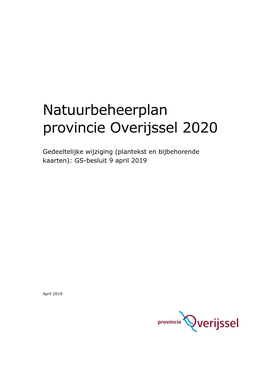 Natuurbeheerplan Provincie Overijssel 2020