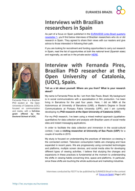 Interviews with Brazilian Researchers in Spain