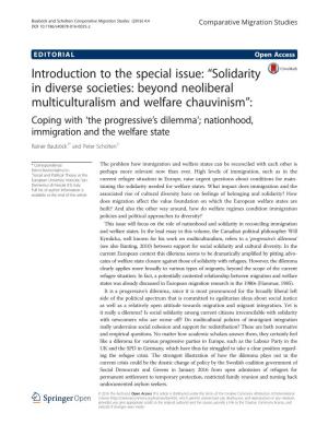 Solidarity in Diverse Societies: Beyond Neoliberal Multiculturalism And