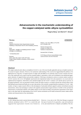 Advancements in the Mechanistic Understanding of the Copper-Catalyzed Azide–Alkyne Cycloaddition