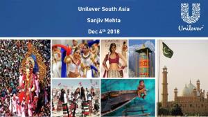Unilever South Asia Sanjiv Mehta Dec 4Th 2018 My Introduction - 26 Years with Unilever