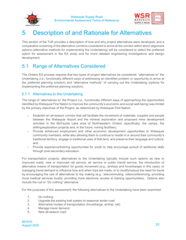 5 Description of and Rationale for Alternatives