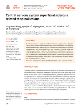 Central Nervous System Superficial Siderosis Related to Spinal Lesions