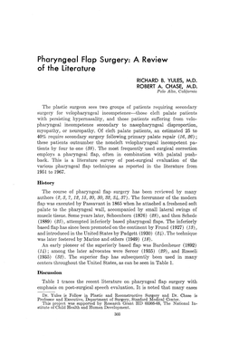 Pharyngeal Flap Surgery: a Review