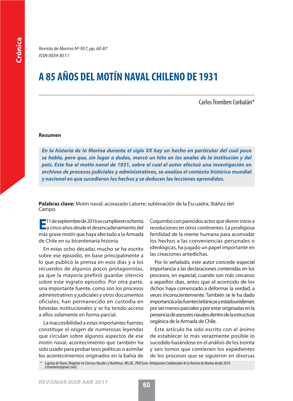 A 85 Años Del Motín Naval Chileno De 1931