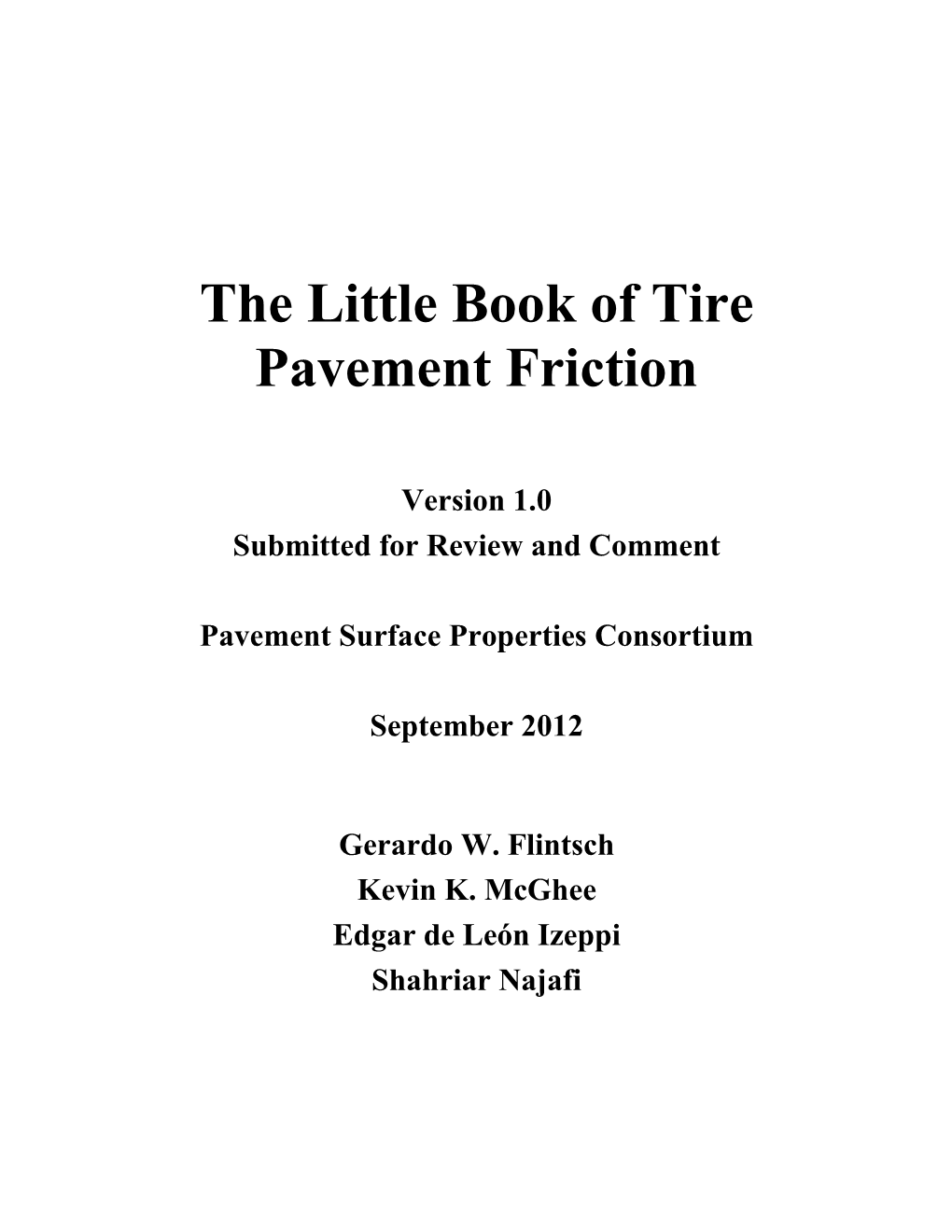 The Little Book of Tire Pavement Friction