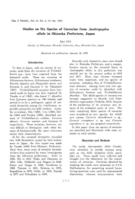 Studies on Six Species of Cercariae from Austropeplea Ollula in Shizuoka Prefecture, Japan