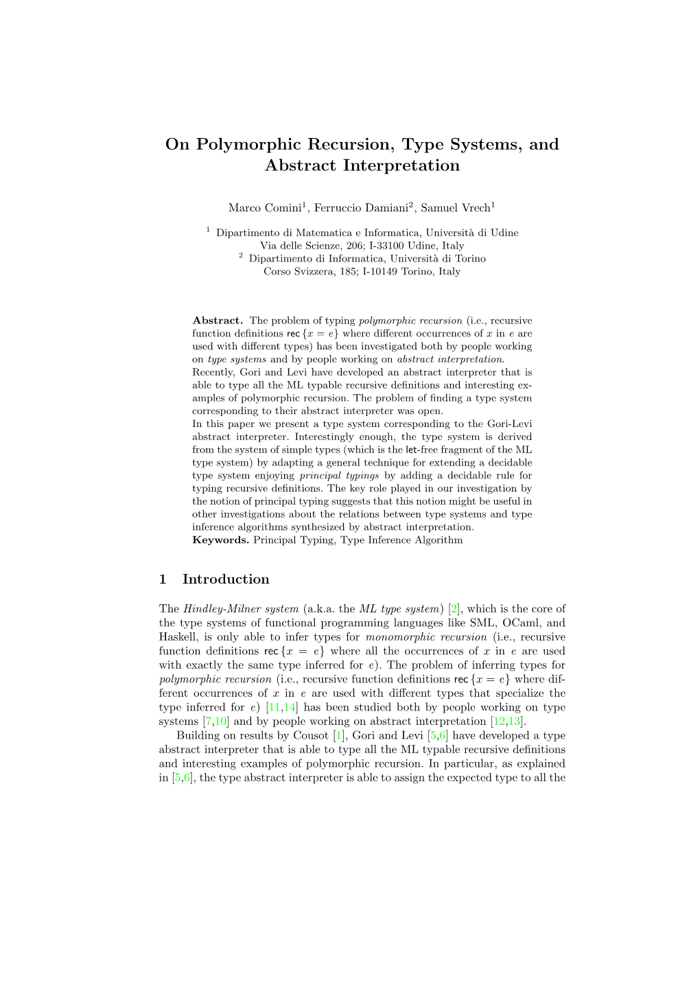 On Polymorphic Recursion, Type Systems, and Abstract Interpretation