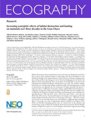 Increasing Synergistic Effects of Habitat Destruction and Hunting on Mammals Over Three Decades in the Gran Chaco
