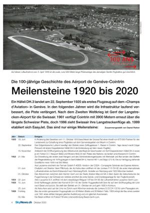 Meilensteine 1920 Bis 2020 Ein Häfeli DH.3 Landet Am 22