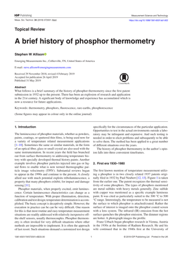 A Brief History of Phosphor Thermometry