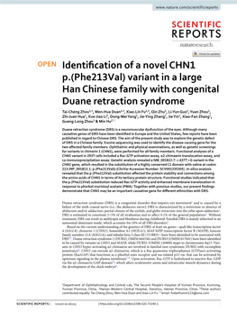 Identification of a Novel CHN1 P.(Phe213val) Variant in a Large Han Chinese Family with Congenital Duane Retraction Syndrome