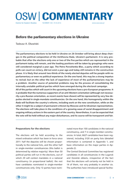 Before the Parliamentary Elections in Ukraine