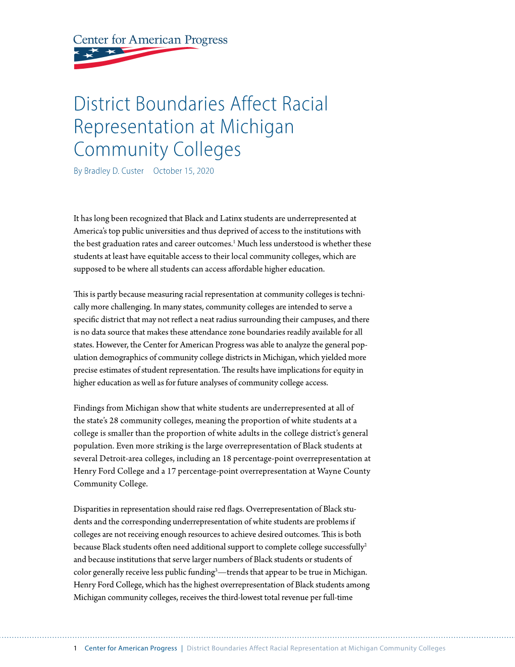 District Boundaries Affect Racial Representation at Michigan Community Colleges by Bradley D