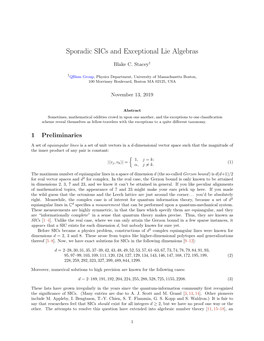 Sporadic Sics and Exceptional Lie Algebras