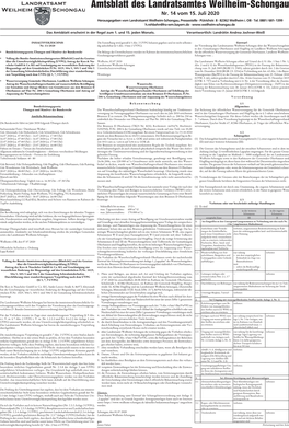 Amtsblatt Des Landratsamtes Weilheim-Schongau Nr