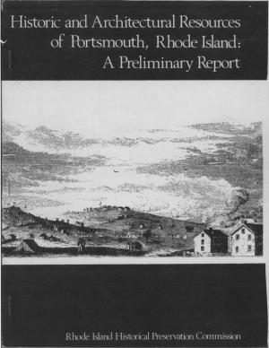 Portsmouth, Rhode Island: a Preliminary Report
