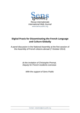 Digital Praxis for Disseminating the French Language and Culture Globally