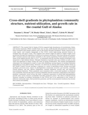 Cross-Shelf Gradients in Phytoplankton Community Structure, Nutrient Utilization, and Growth Rate in the Coastal Gulf of Alaska
