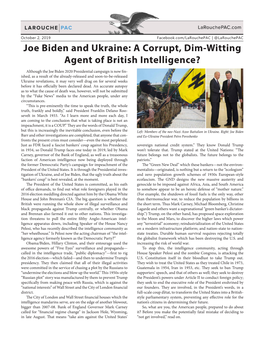 Joe Biden and Ukraine: a Corrupt, Dim-Witting Agent of British Intelligence?