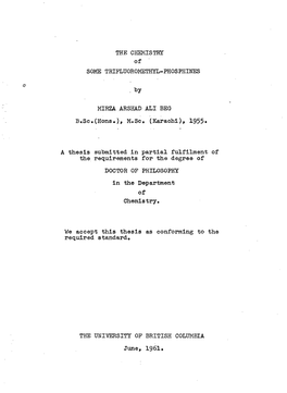 THE CHEMISTRY of SOME TRIPLUOROMETHYL-PHOSPHINES . by MIRZA ARSHAD ALI BEG B..Sc