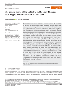 The Eastern Shores of the Baltic Sea in the Early Holocene According to Natural and Cultural Relict Data