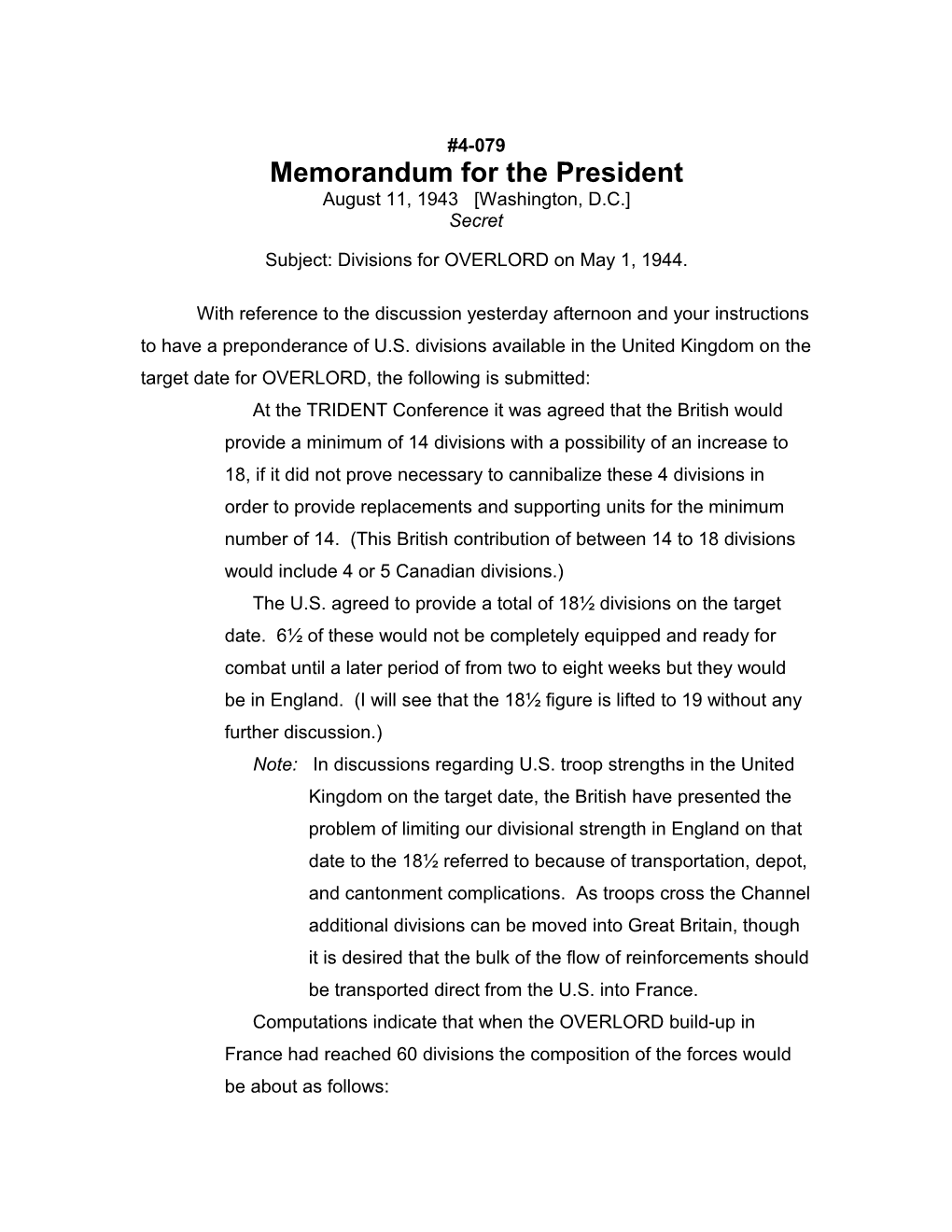 Memorandum for the President s2