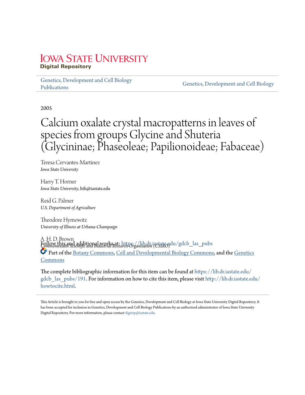 Calcium Oxalate Crystal Macropatterns in Leaves of Species from Groups