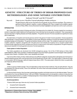 Genetic Structure of Tribes of Bihar-Proposed Easy