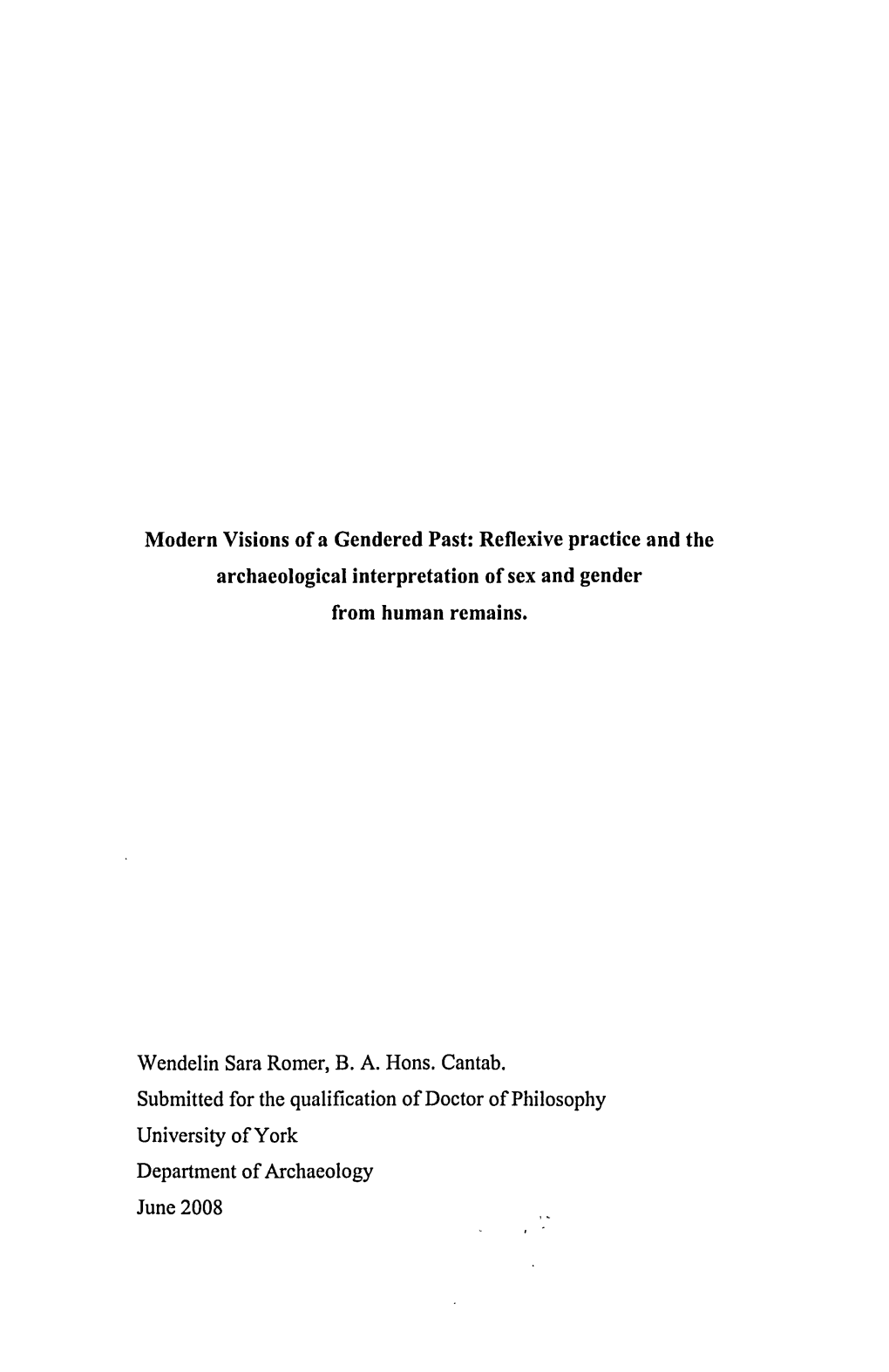 Reflexive Practice and the Archaeological Interpretation of Sex and Gender from Human Remains