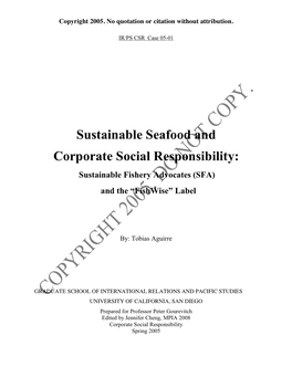 Sustainable Seafood and Corporate Social Responsibility