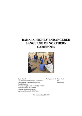 Baka: a Highly Endangered Language of Northern Cameroun